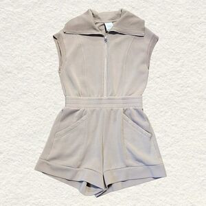 Varley Beige Sleeveless Zip Romper